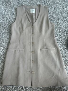 Beige-Taupe Button Front Mini Dress